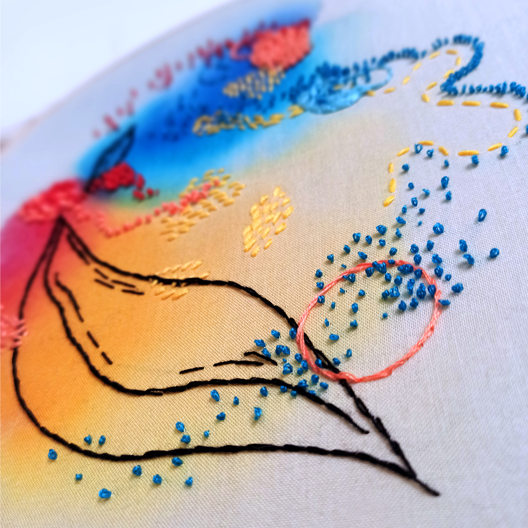 Bordado sobre acuarela